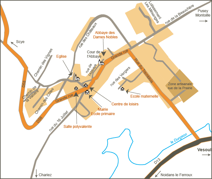 Plan de la commune de Montigny les Vesoul